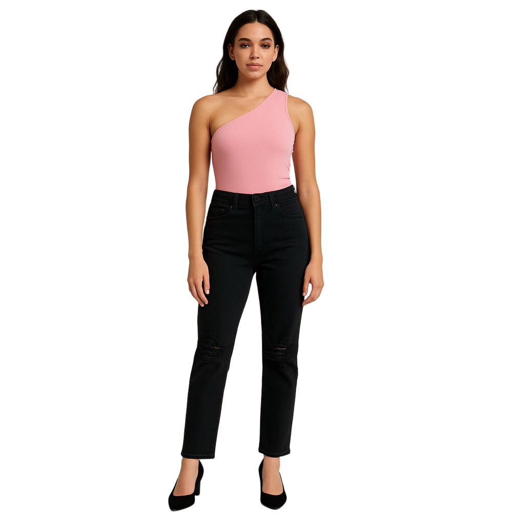 L’AGENCE Size 28 Women’s Black Distressed Knees Straight Jeans